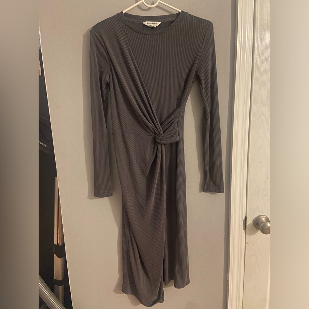 Chic Long Sleeve Gray Dress